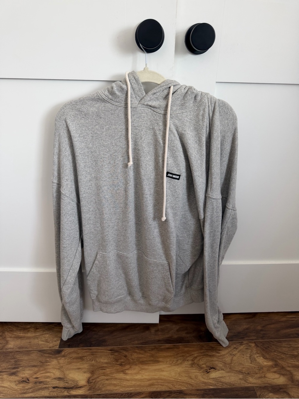 Joah Brown Gray Oversized Hooded Pullover Sweatshirt